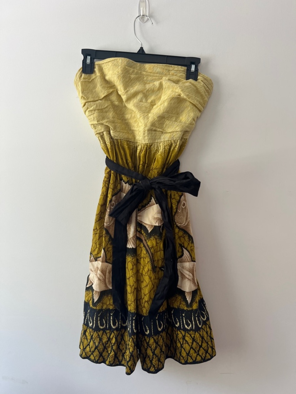 Anthropologie Vanessa Virginia Baxter Bay Fish Print Strapless Dress Size 4
